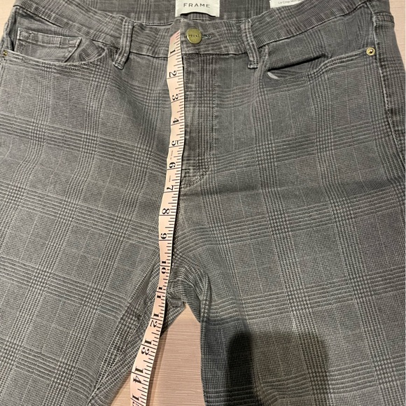 FRAME Le Crop Mini Boot checked mid-rise kick-flare jeans size 33 glen plaid - Picture 8 of 16